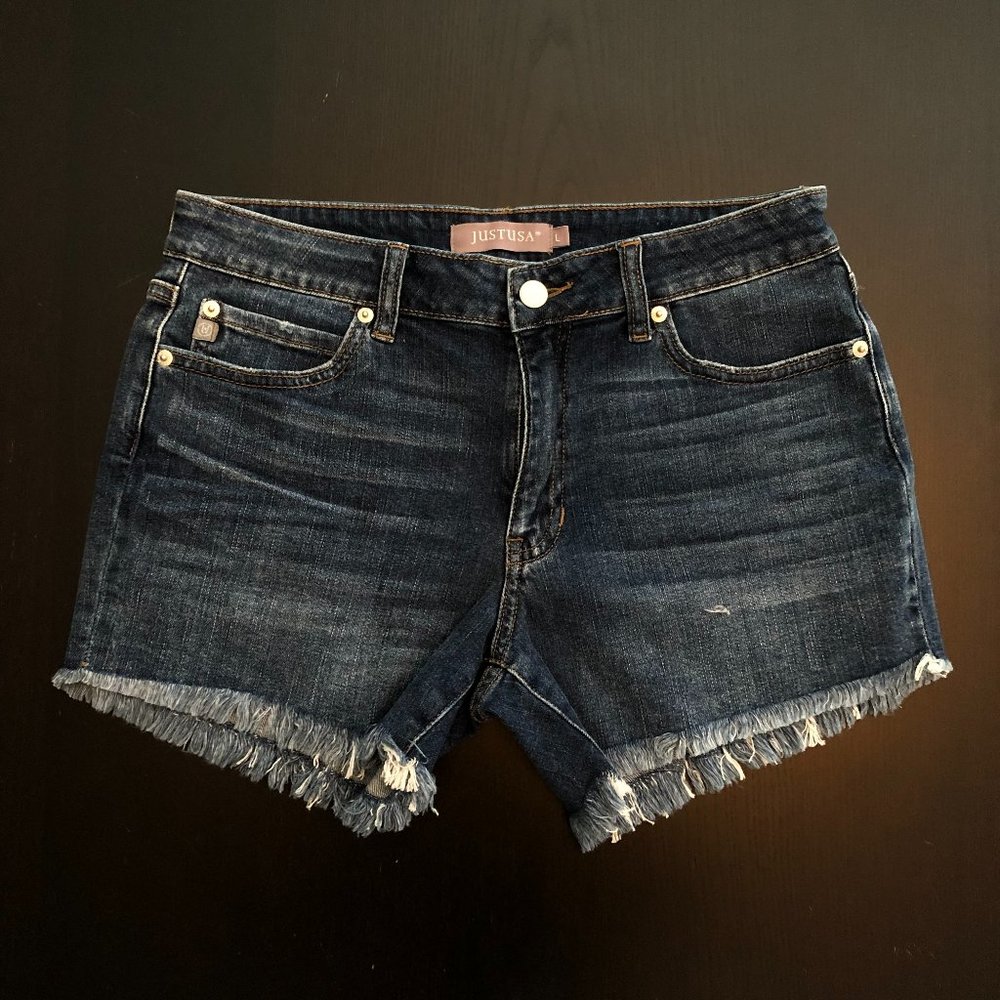 High Rise Fray Hem Shorts By Just USA